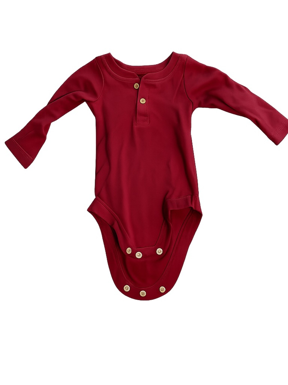 Long-Sleeve Baby One-Piece Bodysuit in Burgundy
